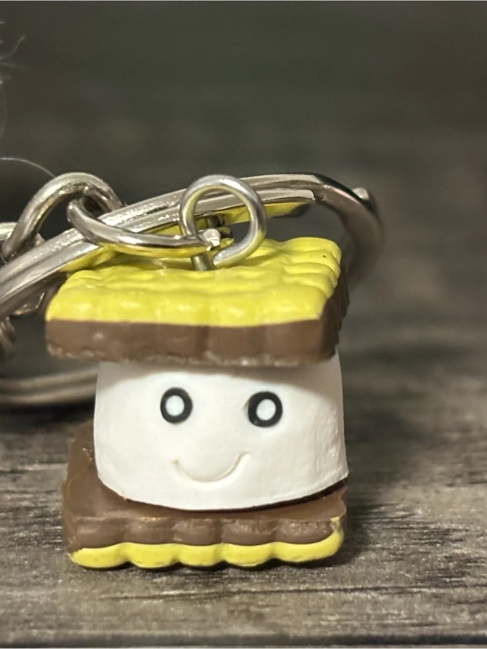 Fuzzy Pom Pom Keychain with S'more Charm - Pick One